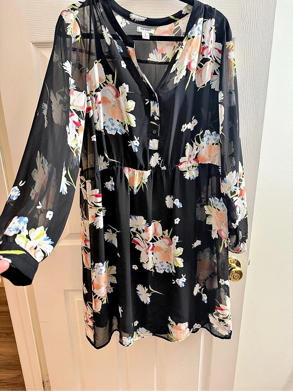 Old Navy Floral Mini Dress in Black & Multicolor Size XL
